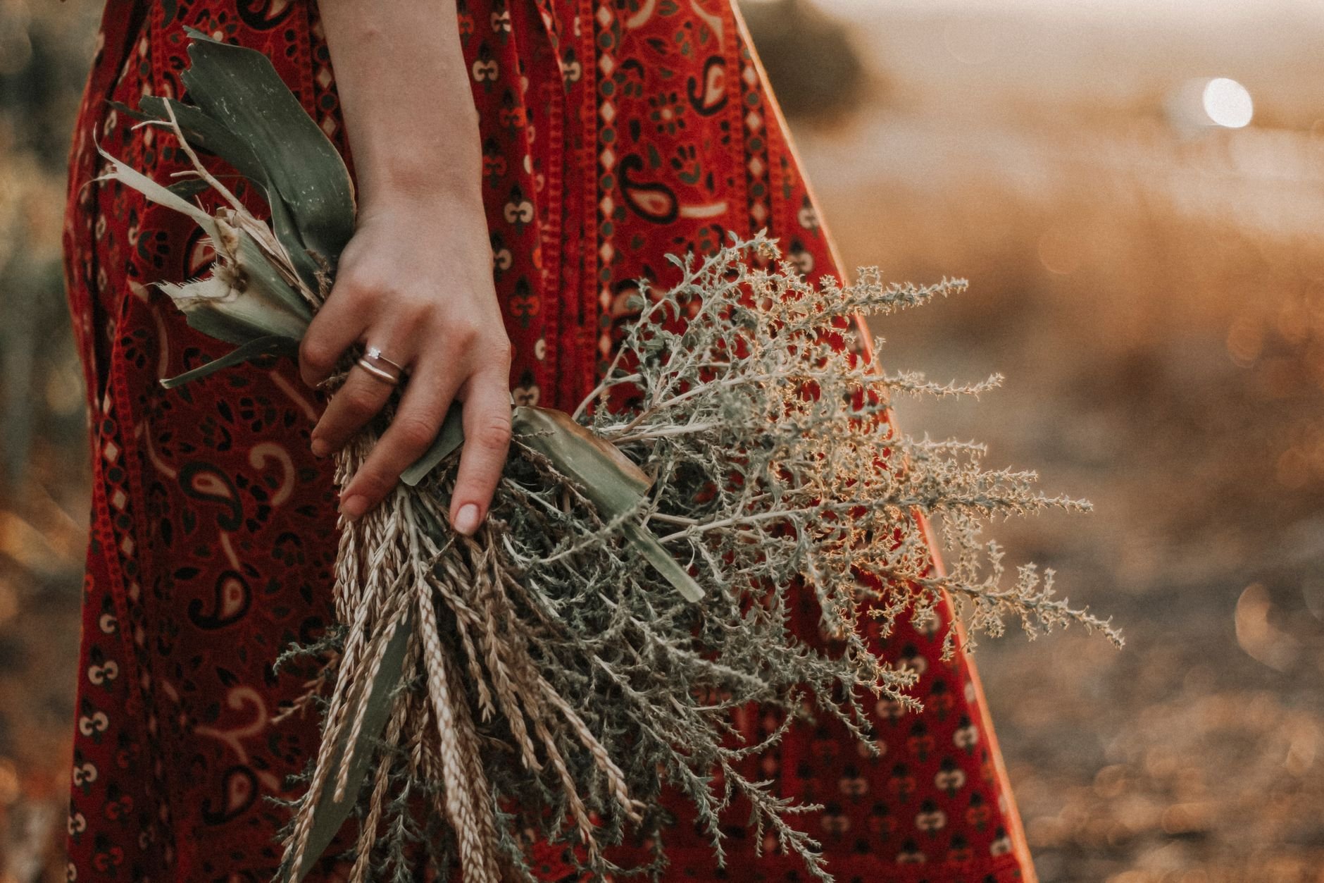 A rustic bundle of herbs and plants — evoking the ancient European herbal tradition.